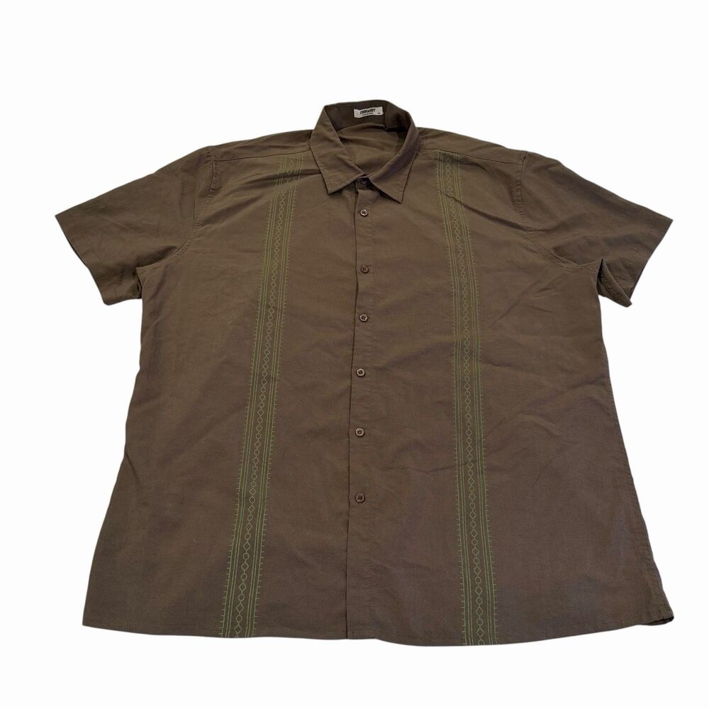 Coofandy Men’s Shirt 2XL XXL Geometric Short Sleeve Button Up Rayon Green